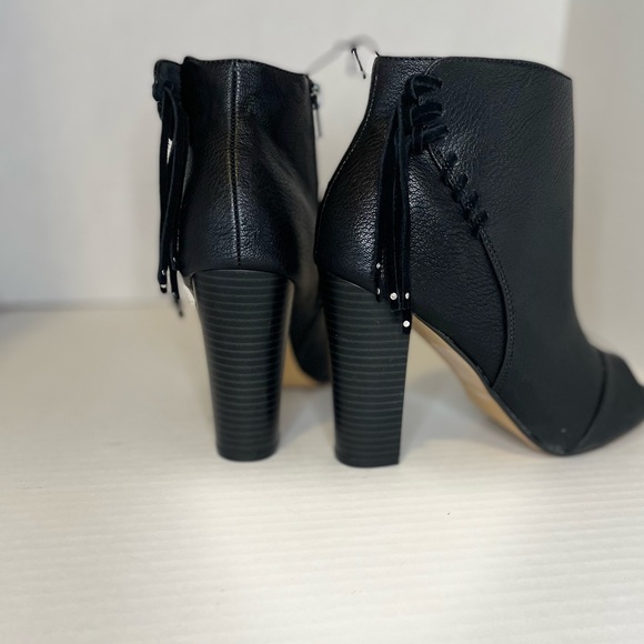 Whipstitch Fringe Open Toe Booties - Picture 3 of 5